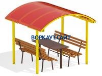 Стол и лавки под навесом МАФ 4005 в Кургане Стол и лавки под навесом МАФ 4005 в Кургане