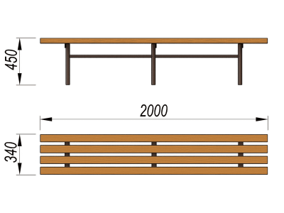 Двухметровая лавочка без спинки 2 м МАФ 1602 в Кургане