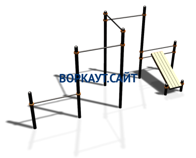 Воркаут комплекс разноуровневых турников со скамьей для пресса ВС-37 в Кургане