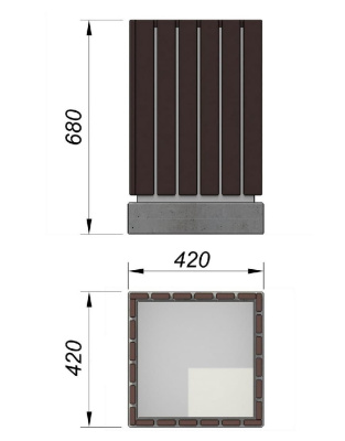 Урна деревянная квадратная с бетонным основанием МАФ 1633 в Кургане