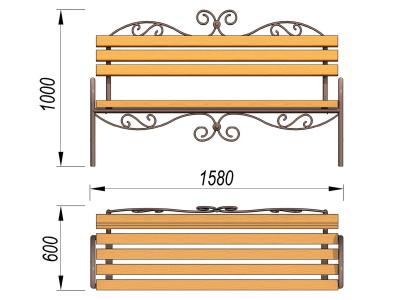 Лавочка кованная МАФ 1606 в Кургане