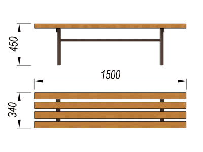 Лавочка без спинки МАФ 1601 в Кургане