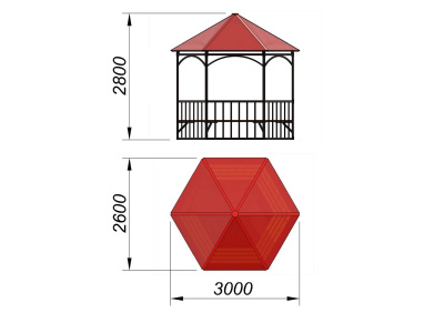 Беседка с лавками и полом МАФ 4122 в Кургане
