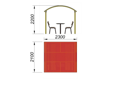Стол и лавки под навесом МАФ 4005 в Кургане
