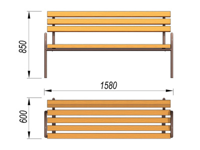 Парковая лавочка со спинкой МАФ 1605 в Кургане