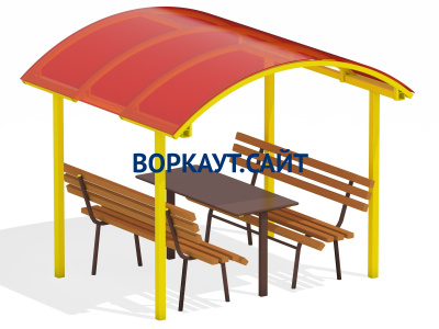 Стол и лавки под навесом МАФ 4005 в Кургане